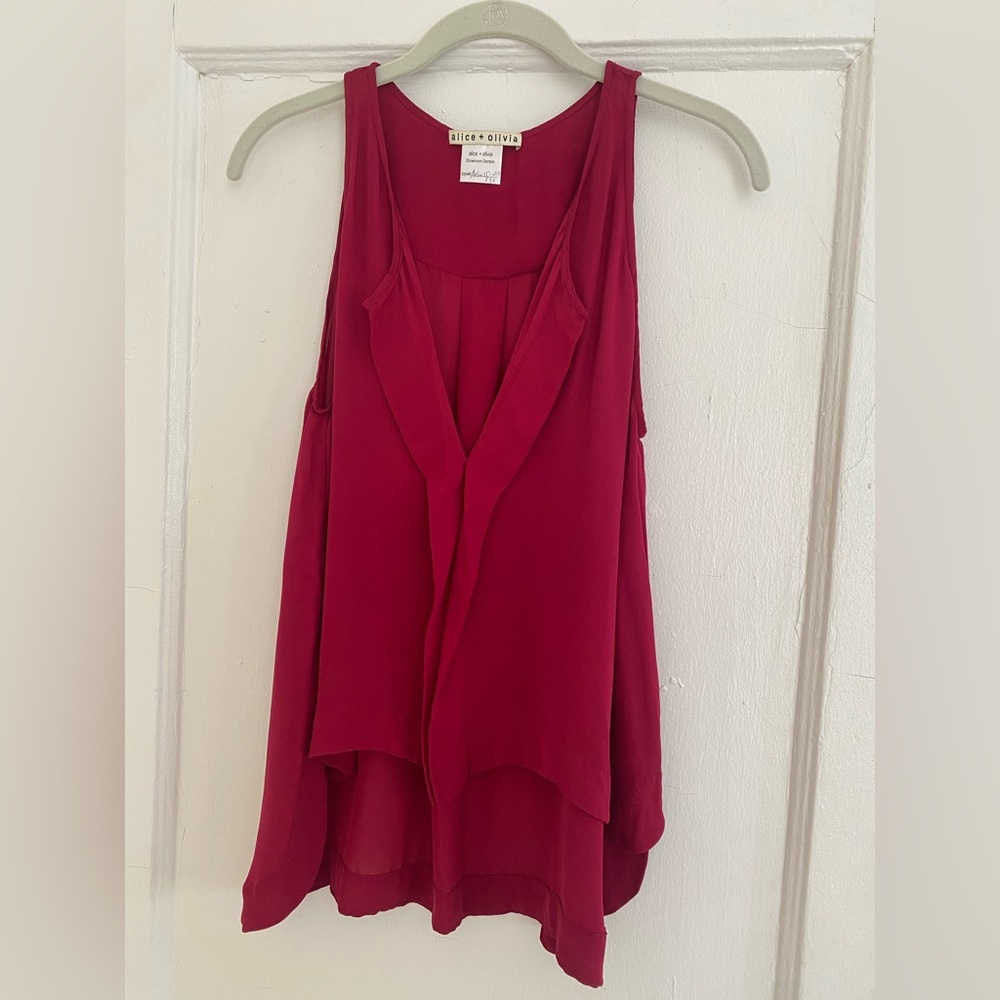 Alice + Olivia Pink Asymmetrical Relaxed Tank Top Sample